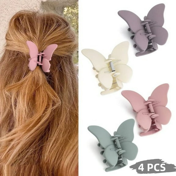 Butterfly Clips for Thick, Long or Thin Hair - 4Pcs Nonslip Large Matte Claw Clips and Jaw Clips for Women's Hair Accessories