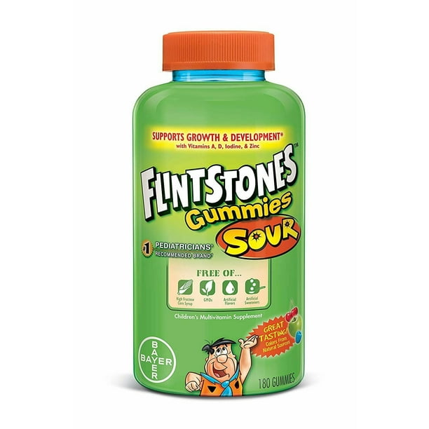 Flintstones Sour Gummies Complete Childrens Multivitamin, 180 ct