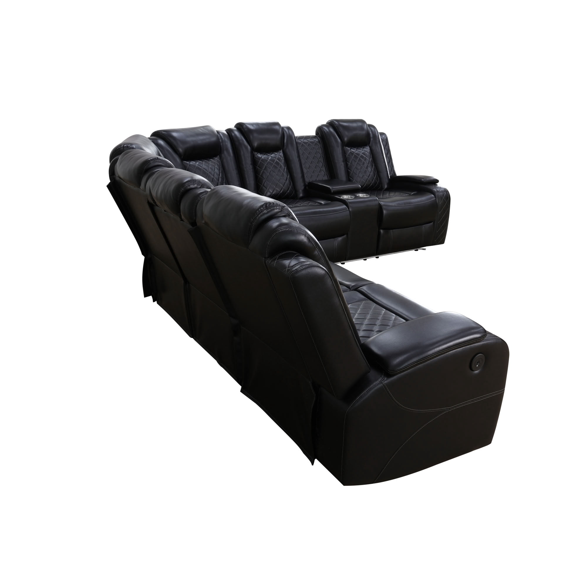 MAYEERTY Power Reclining Sectional Sofa, L-Shape Recliner with Wireless Charging and LED Lights, for Living Room, Home Theater