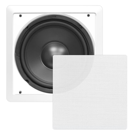 PYLE-HOME PDIWS10 - In-Wall / In-Ceiling 10'' High Power Subwoofer System, DVC, Flush Mount, White, Single Speaker
