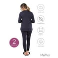 thumbnail image 6 of MeMoi Women's Velvet Racing Stripe Trim Long Sleeve Pajama Set - Womens - Female, Large, Navy, 6 of 12