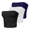thumbnail image 5 of Women's Tube Top Sets 3 Pack Solid Colors Stretchy Comfort Fit Summer Sports Fashion Polyester Blend Bandeau Strapless Casual Wear​, 5 of 5