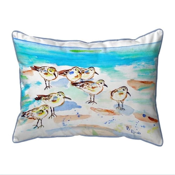 Betsy Drake SN1089 11 x 14 in. Seven Sanderlings Small Corded Indoor & Outdoor Pillow