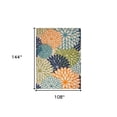 thumbnail image 3 of 9' X 12' Orange Green And Blue Floral Non Skid Indoor Outdoor Area Rug, 3 of 6