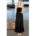 thumbnail image 3 of HAPPY BAY Women's Beach Summer Solid Smocked Tube Top Maxi Evening Frill Dress Casual Strapless Dresses for Women One Size Black, Solid, 3 of 4
