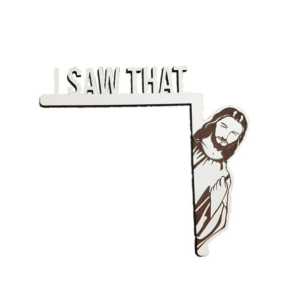 NSESSHome I Saw That Jesus Door Sitter Funny Home Decor Jesus Door Hanger Wood Frame Corner Decoration Jesus Sign Christian Church Home Door Corner Decor for Living Room Bedroom Office