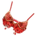 thumbnail image 1 of Sujetador de danza del vientre Sunnimix con Cuentas y borlas Color Rojo, 1 of 8