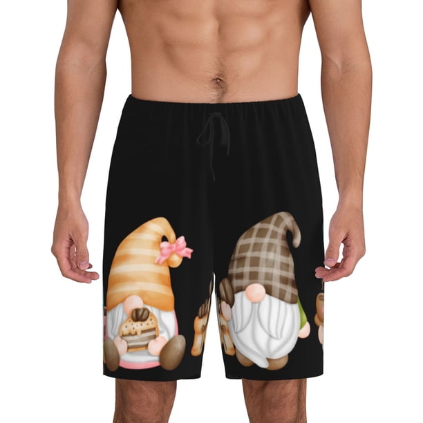 Fotbe Coffee Gnome (2) Pantalones Cortos de Pijama para Hombre, Ropa de Dormir, Pantalones de Pijama Cortos para Hombre-Small