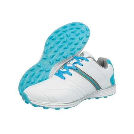 

SIMANLAN Ladies Sneakers Spikeless Walking Shoe Lace Up Athletic Shoes Womens Comfortable Footwears Women Sport White Blue 8.5