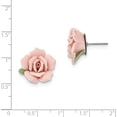 thumbnail image 2 of Silver-tone Pink Porcelain Rose Post Earrings, 2 of 5