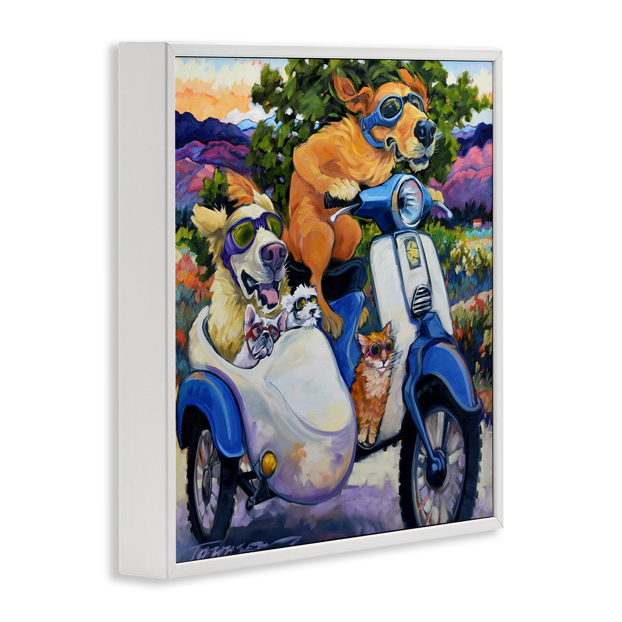 Stupell Industries All Doggled Up Sidecar White Framed Giclee Art, design by CR Townsend