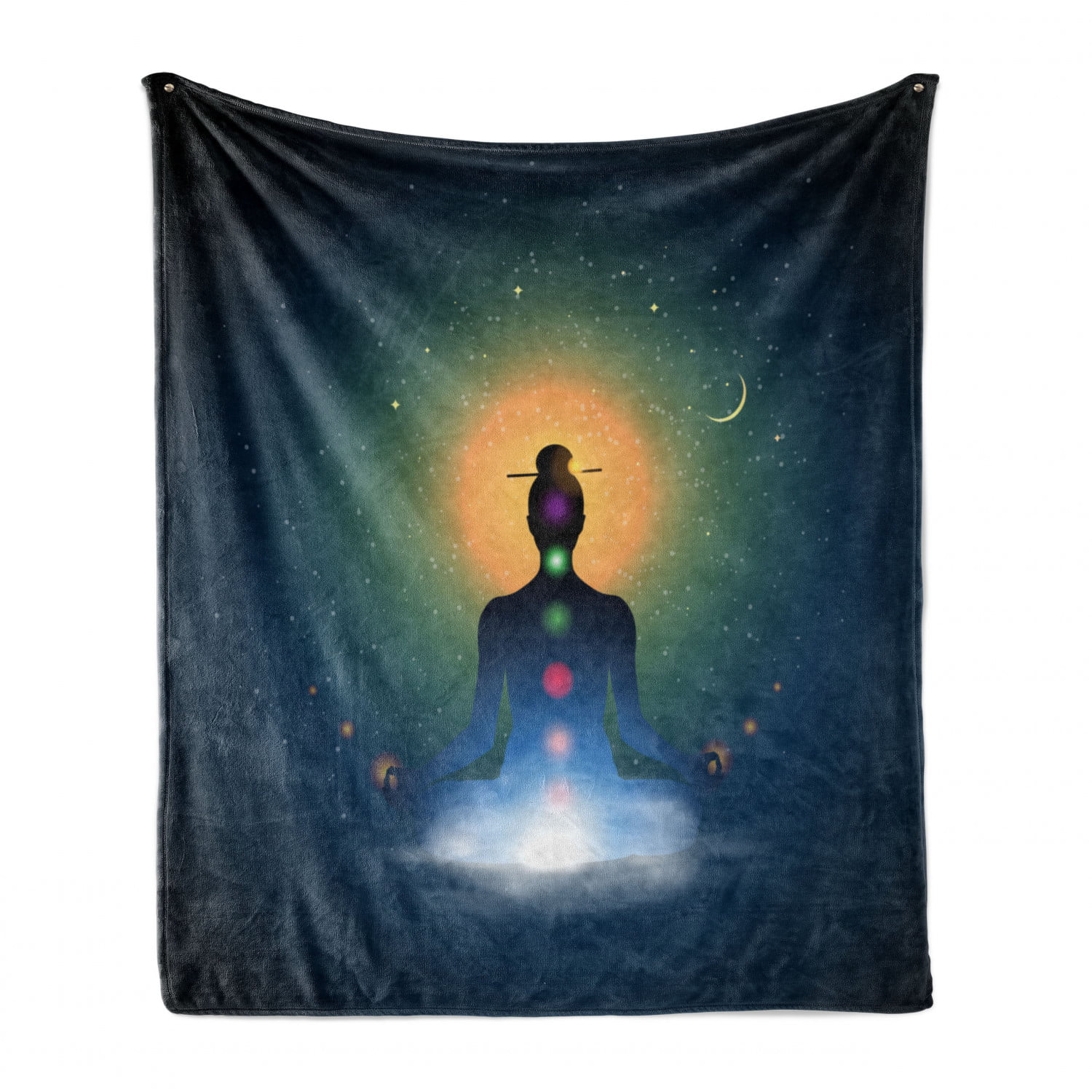 Meditating Silhouette Sitting in Lotus Position Colorful s Trance Mood Happiness Cozy Plush for Indoor and Outdoor Use Multicolor 50 x 60 Ambesonne Yoga Soft Flannel Fleece Throw Blanket