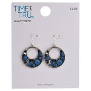 Round, Smooth, Square and Navette Blue Acrylic/Glass Stones with Shimmer Silver Ox Cast Fishhook Earrings