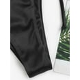 thumbnail image 6 of ZAFUL Women Swimsuit Shiny Silky Tie Side High Leg Cheeky Bikini Swimwear Black S, 6 of 6
