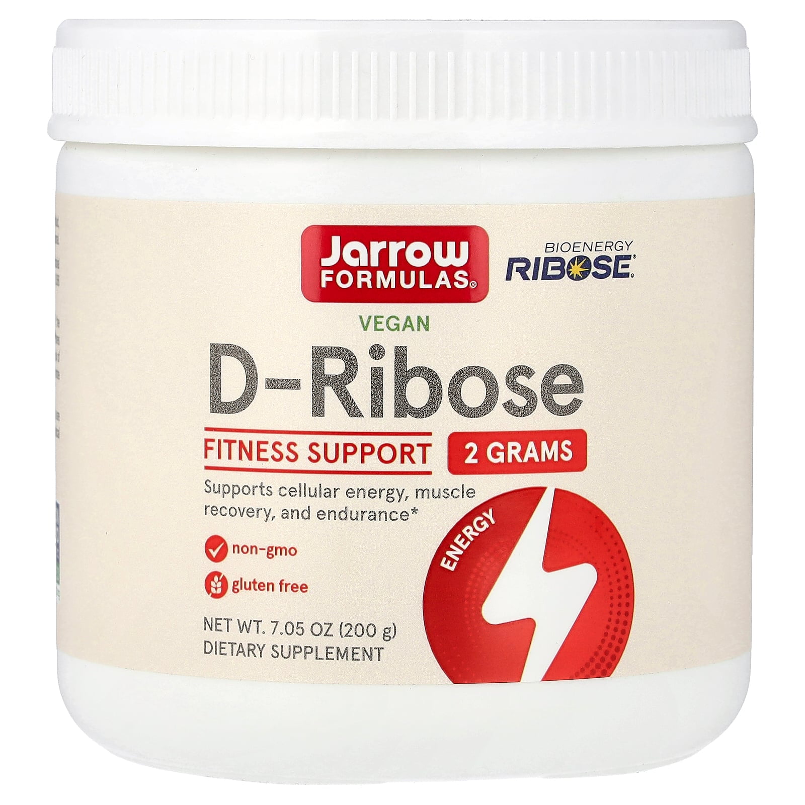 Jarrow Formulas Ribose, Supports: Muscle Recovery,Energy,Endurance, 200 g (7.05 OZ)