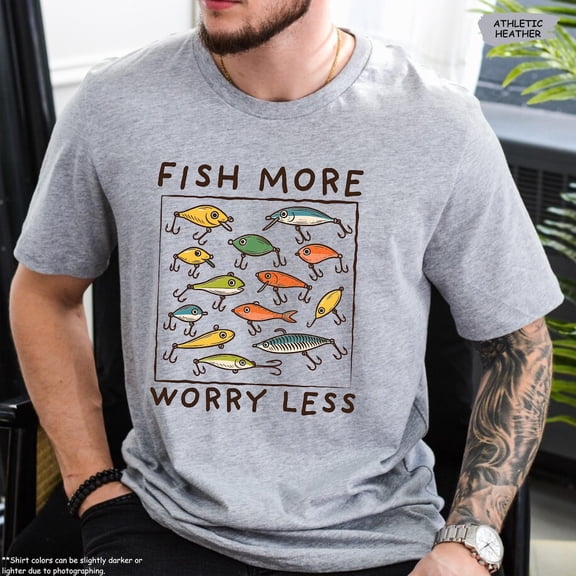 Fish More Worry Less Shirt, Fishing Shirt, For Men, Dad Fishing,, Fathers Birthday, Men's Clothing All Size S-5Xl