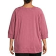 thumbnail image 3 of Terra & Sky Women's Plus Size Acid Wash Double Raglan T-Shirt, 3 of 5