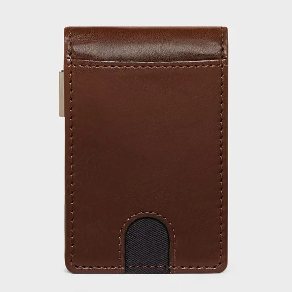 Men's RFID Bifold Wallet with Money Clip -Brown
