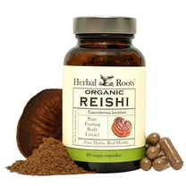 Herbal Roots Organic Reishi Supplements, Fruiting Bodies, Immune Support, 60 Vegan Capsules