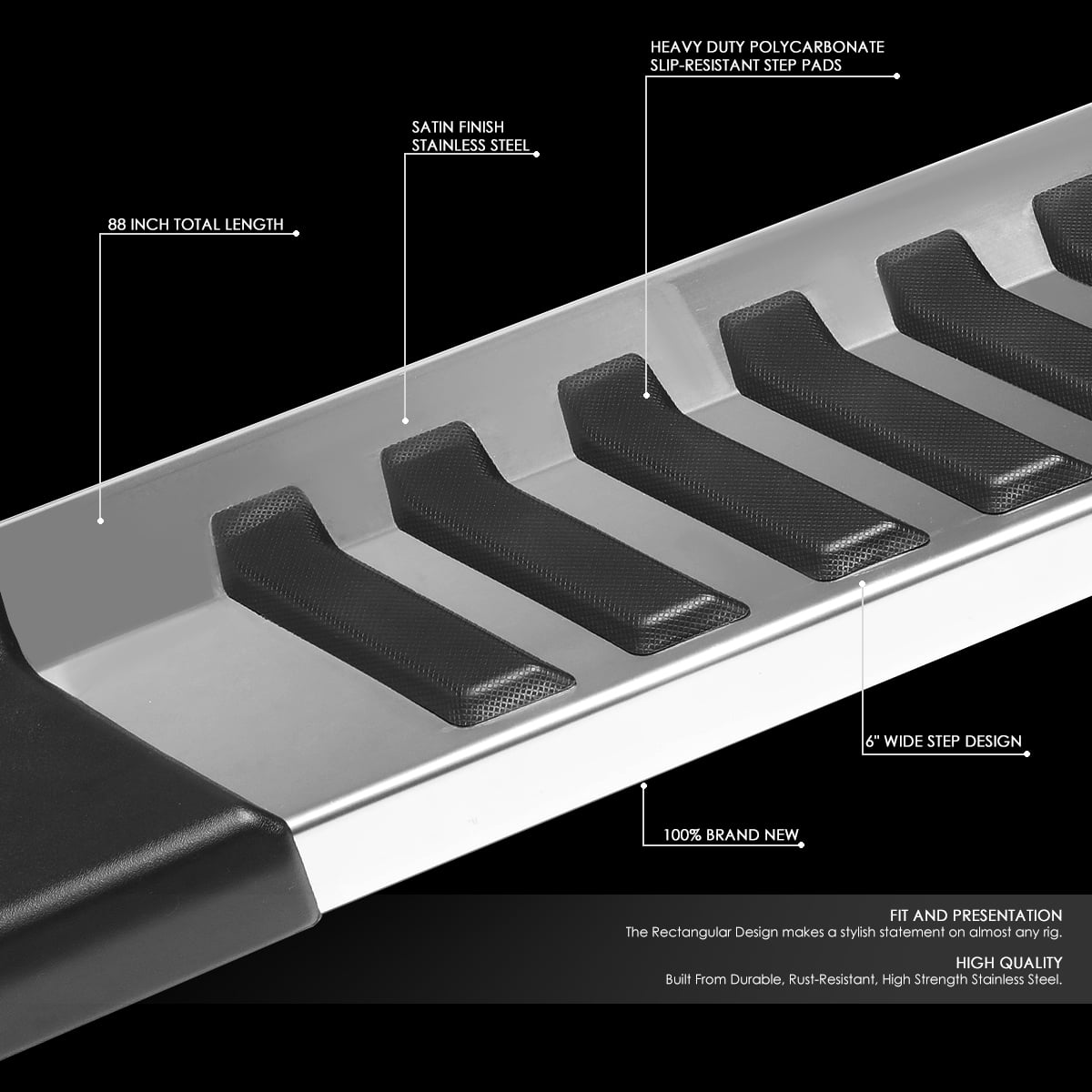 DNA Motoring 6" OD Side Step Nerf Bars Running Boards for 2015-2020 F150 F250 F350 SD Supercrew Cab