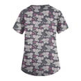 thumbnail image 5 of Junboys Scrubs for Women Short Sleeve - Cartoon Print V-Neck T-Shirt with Slits, Womens Scrub Tops with Patch Pockets, Cozy Fit Scrubs,Dark Gray 5XL, 5 of 6