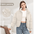 thumbnail image 6 of Women’s Winter Oversized Cropped Puffer Coton Jacket Coat Casual Quilted Baggy Long Sleeve Zip Down Jackets Outerwear, 6 of 6