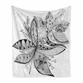 thumbnail image 1 of Ethnic Soft Flannel Fleece Throw Blanket, Flower Pattern with Ornamental Middle Eastern Effects Artwork, Cozy Plush for Indoor and Outdoor Use, 70" x 90", Black White, by Ambesonne, 1 of 6