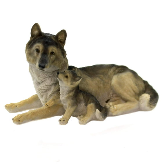 Pacific Giftware Grey Wolf with Pups Wildlife Collection Figurine Statue 9.5 inch Realistic Looking Collectible Home Decor Gift
