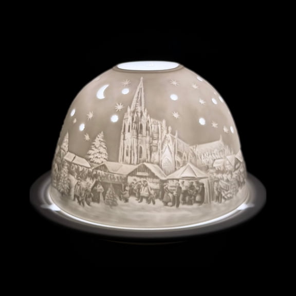 Starlight Porcelain Votive Light European Christmas Market Glowing Candle Holder Christmas Decoration