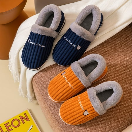 

NEW Unisex Winter Indoor Warm Home Slippers Couples Bedroom Cartoon Bear Non-Slip Soft Bottom Women and Men Home Slippers