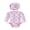 Pink, variant on BemeyourBBs Toddler Baby Girl One-Piece Swimsuit with Sun Hat Set Infant Girls Bathing Suit Long Sleeve Rash Guard Flower Bow Print Ruffled Swimwear Summer Beach Wear