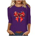 thumbnail image 2 of Miqool Fall Tops Christmas Shirts for Women 3/4 Sleeve Crewneck Plus Size Loose Tshirts Xmas Printed Blouse Gifts, 2 of 5
