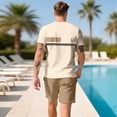 thumbnail image 6 of Sewkxo Men's Summer Casual 2 Piece Crew Neck Outfits Short Sleeve Shirt and Shorts Sets Beach Vacation,Khaki M, 6 of 7