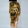thumbnail image 4 of Women's Tie Side Fringed Sequins Skirt for Belly Dance, Sparkly Tassel Hip Scarf Wrap for Rave Festival Disco Party, 4 of 5