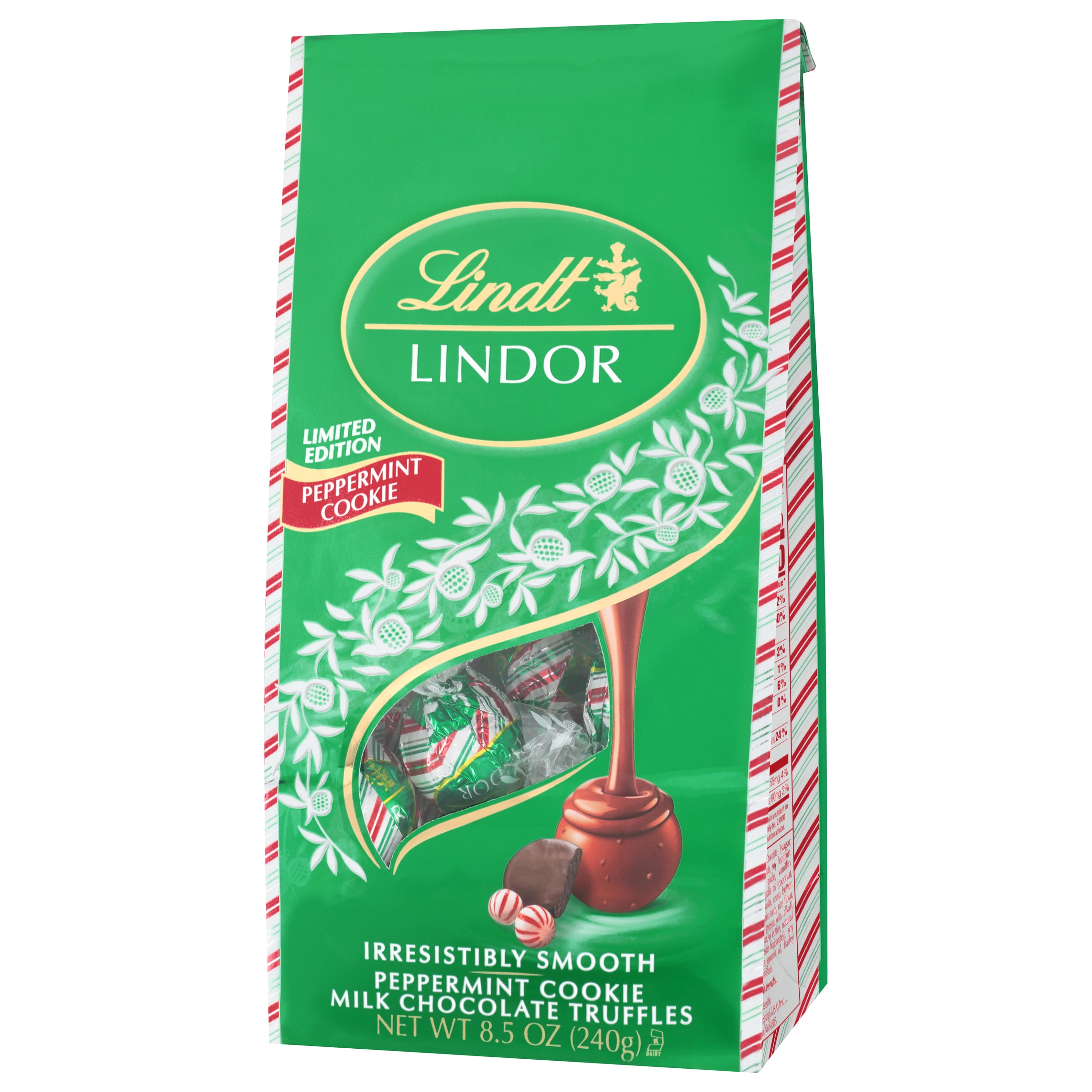 Lindt LINDOR Holiday Limited Edition Peppermint Cookie Milk Chocolate Candy  Truffles, 8.5 oz. Bag