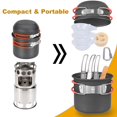 thumbnail image 1 of Juego de utensilios de cocina para acampar, juego de cocina portátil para exteriores con estufa de camping, aluminio antiadherente, color naranja, 1 of 2
