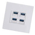 thumbnail image 1 of 4 Port Outlet Wall Plate, Ethernet Wall Plate USB3.0 Duplex Data Communication Compatibility  for Office, 1 of 7