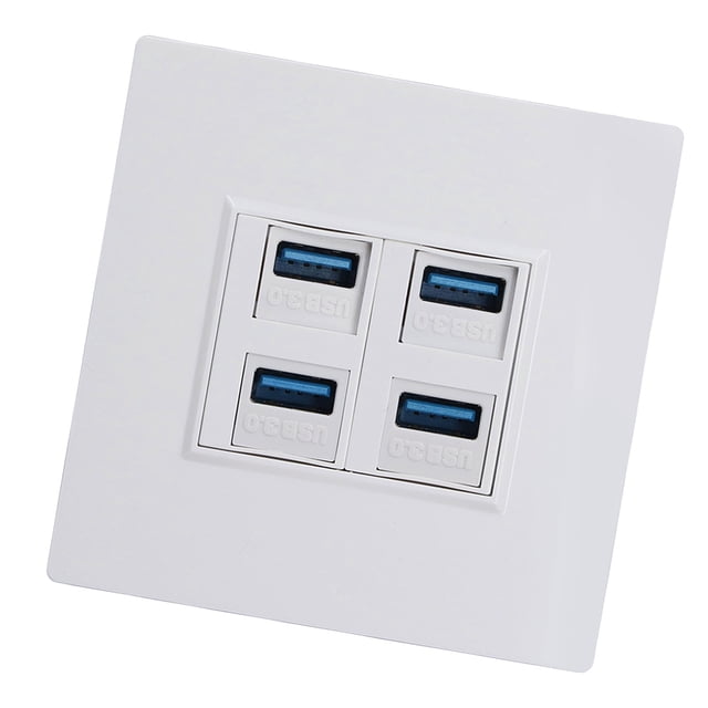 4 Port Outlet Wall Plate, Ethernet Wall Plate USB3.0 Duplex Data Communication Compatibility for Office