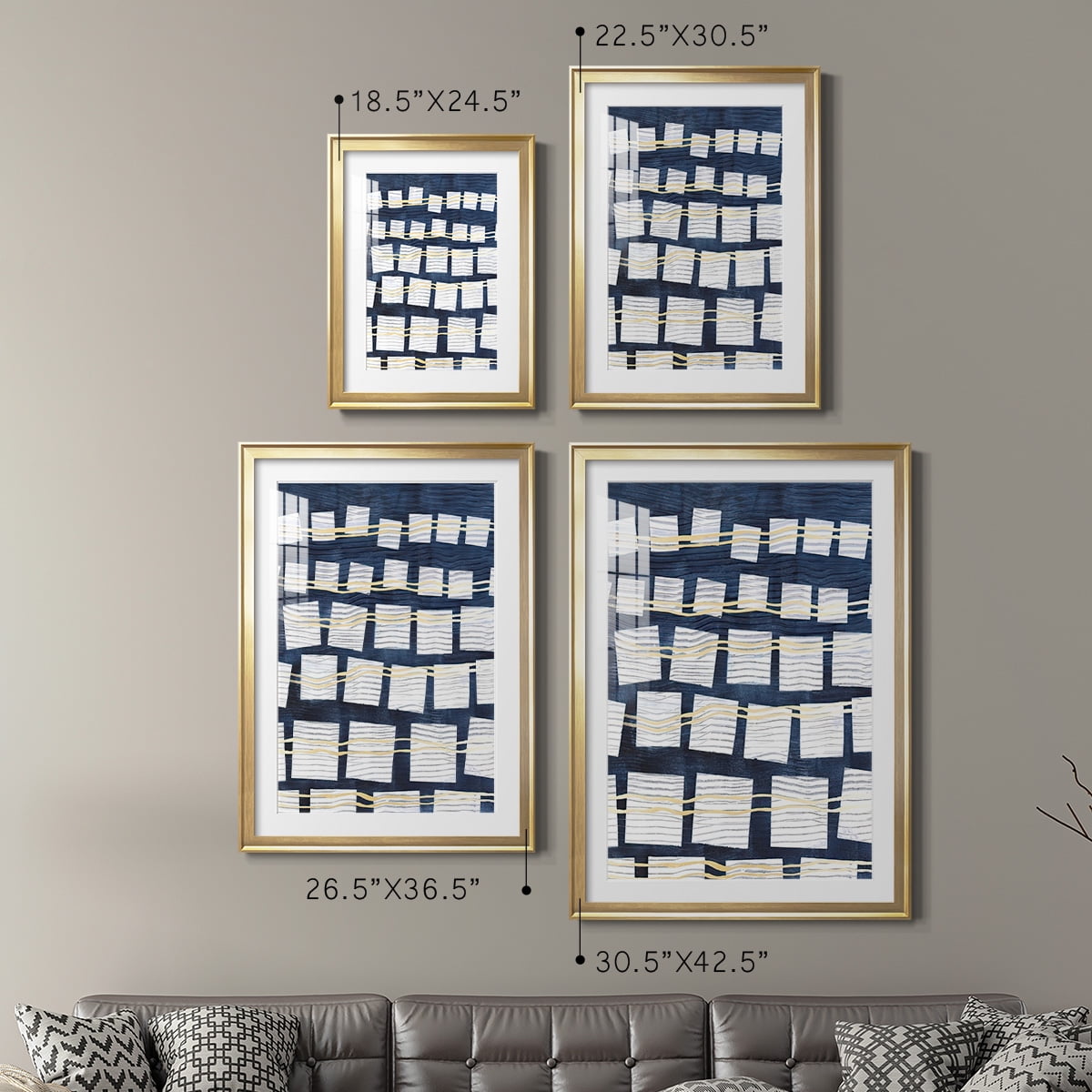 Wexford Home Networks III Premium Framed Print, 30.5" x 42.5" - Ready to Hang, Gold (Set of 2)