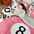 thumbnail image 4 of Castle Fairy Female Men Women Sport Billiards Twin Bedding Sets 7-Piece,Jungle Animal Cheetah Print Bedding Comforter Set Microfiber,Pink Brown Breathable Sheet Sets,Super Cozy Room Decor,Reversible, 4 of 8