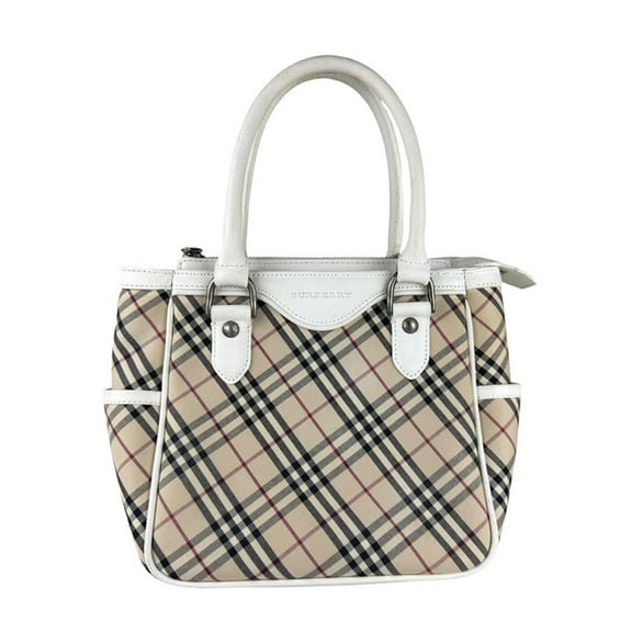 Pre-Owned Burberry Handbag Leather Nylon Canvas White/Beige Women's z6760 (Good)