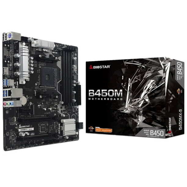 T. Madre Biostar B450MX-S, Chipset AMD B450, Soporta: Procesador AMD Biostar B450MX-S