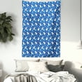 thumbnail image 3 of Northwoods Tapestry, Polar Bear with a Fish and Arctic Coniferous Forest on Blue Backdrop, Wall Hanging for Bedroom Living Room Dorm Decor, 60W X 80L Inches, Coral Blue Sky Blue, by Ambesonne, 3 of 5