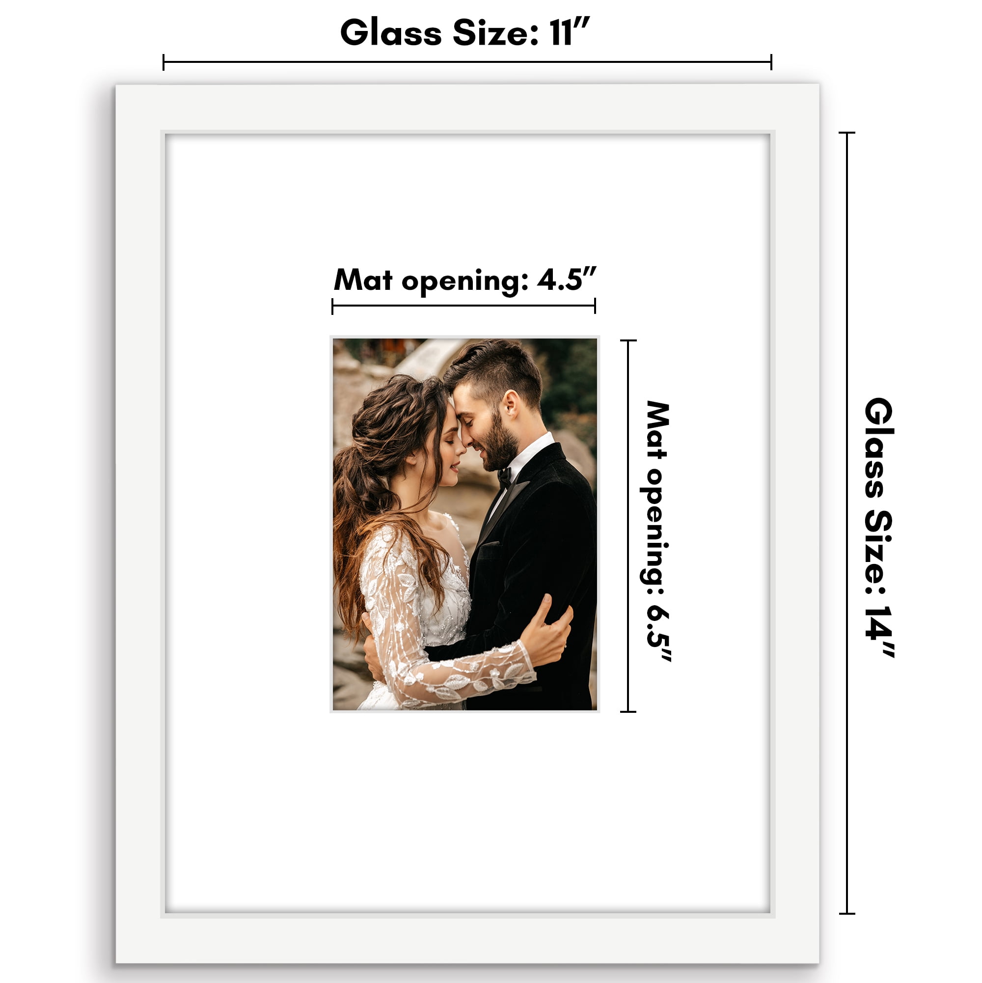 Americanflat 11x14 Picture Frame with Shatter-Resistant Glass with 5x7 Mat Display Photo Signature - White