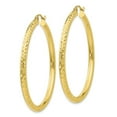 thumbnail image 2 of 10k Yellow Gold Sparkle-Cut 3mm Round Hoop Earrings - 3.5 Grams - Measures 40x45.5mm Wide 3mm Thick, 2 of 3