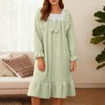 thumbnail image 6 of Aboser Women's Flannel Nightgown Fuzzy Fleece Victorian Night Gowns Winter Thermal Long Sleeve Sleepdress Loose Crewneck Plush Pullover Nightdress, 6 of 9