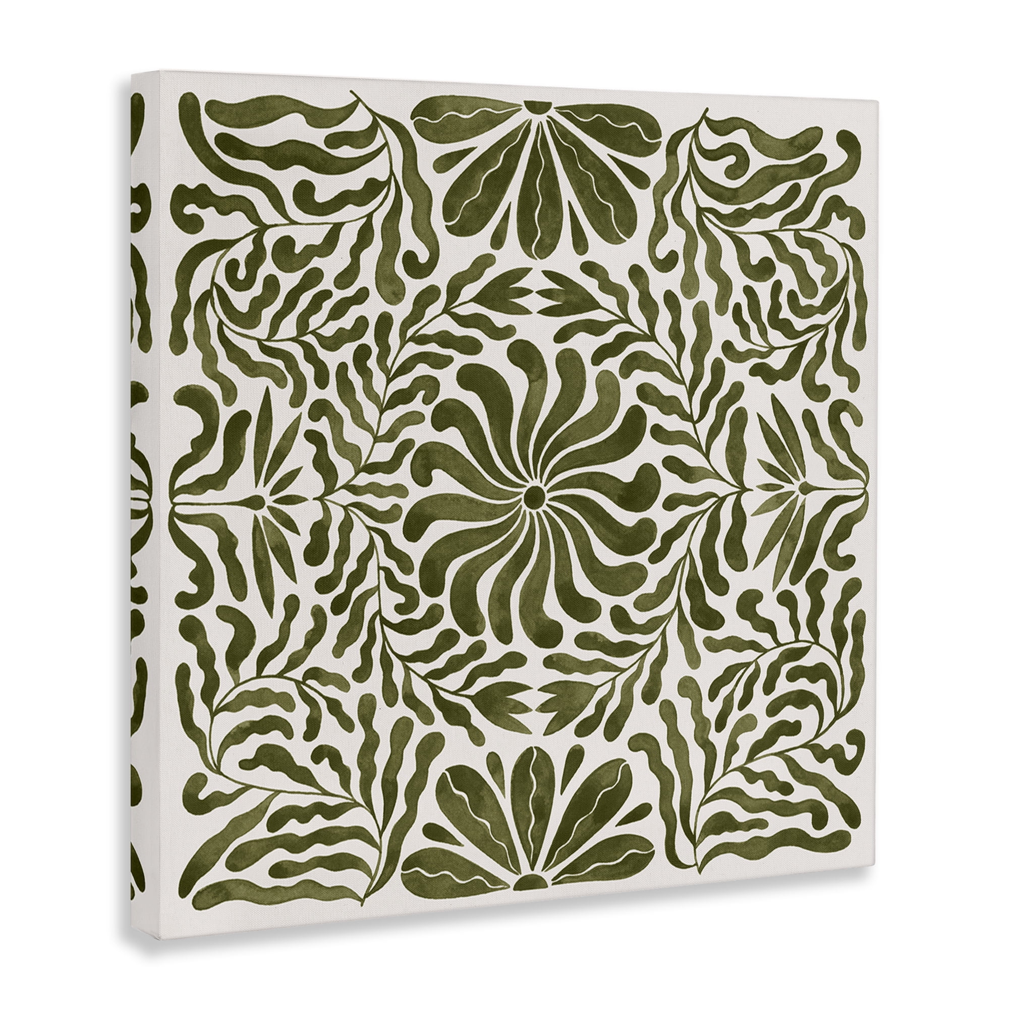Stupell Industries Symmetric Flower Pattern Abstract Painting Wrapped Canvas Art Print Wall Art, 17 x 17