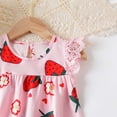 thumbnail image 4 of Kids Girl A-line Summer Dress, 9-12M Girl Cute Strawberry Print Lace Sleeve Party Dress, Soft Casual Sundress,Pink, 4 of 7