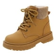 thumbnail image 1 of PEASKJP Children's Snow Boots Side Zipper Fashion Short Booties Low Heels, Yellow 36, 1 of 5