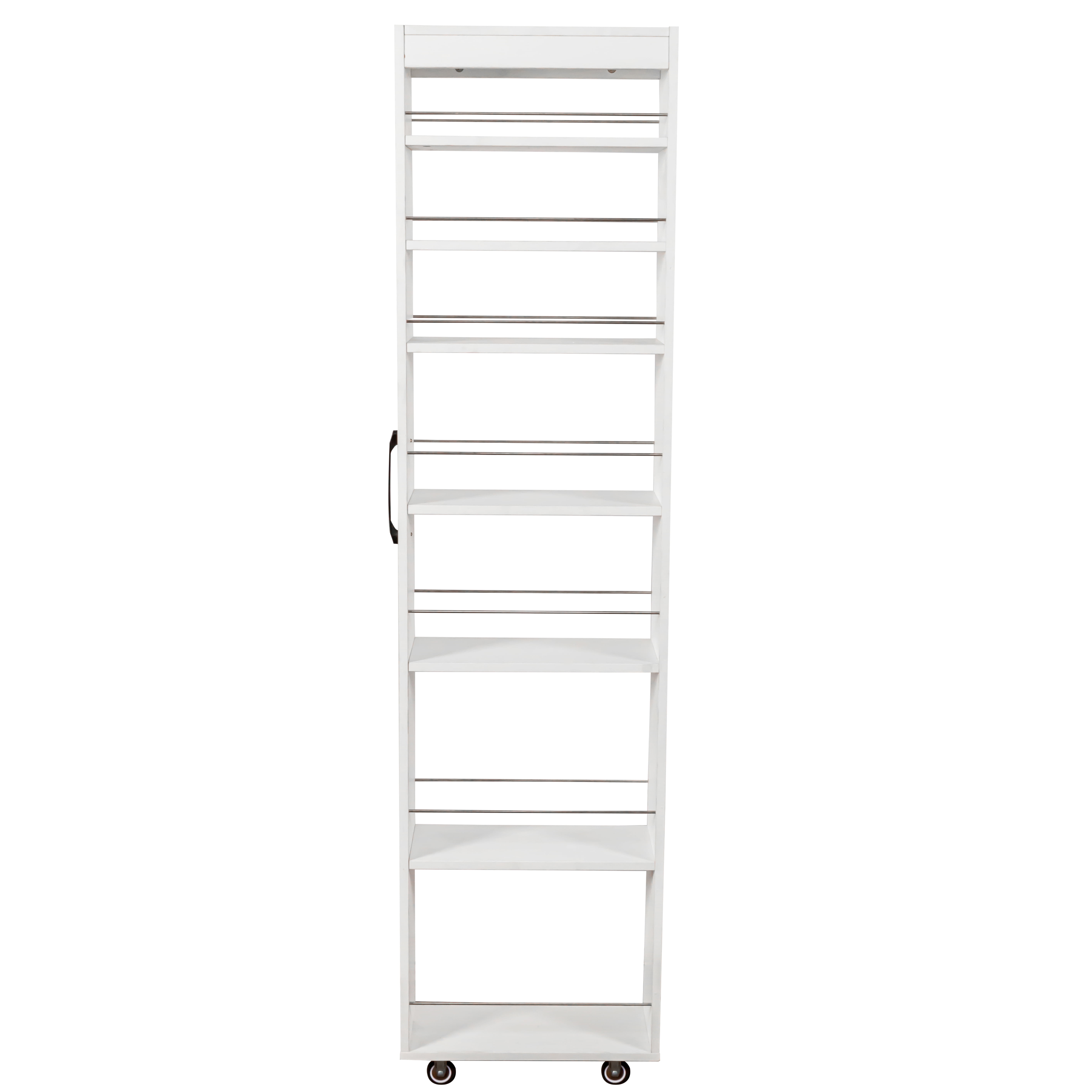 7-Tier Slim Pull-Out Storage Shelf Rolling Utility Cart for Small Kitchen Spaces, White